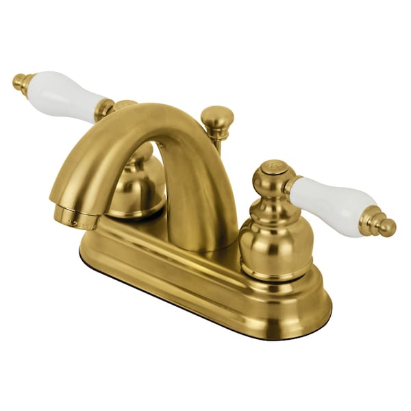 KB5617PL Restoration 4" Centerset Bathroom Faucet, Brushed Brass